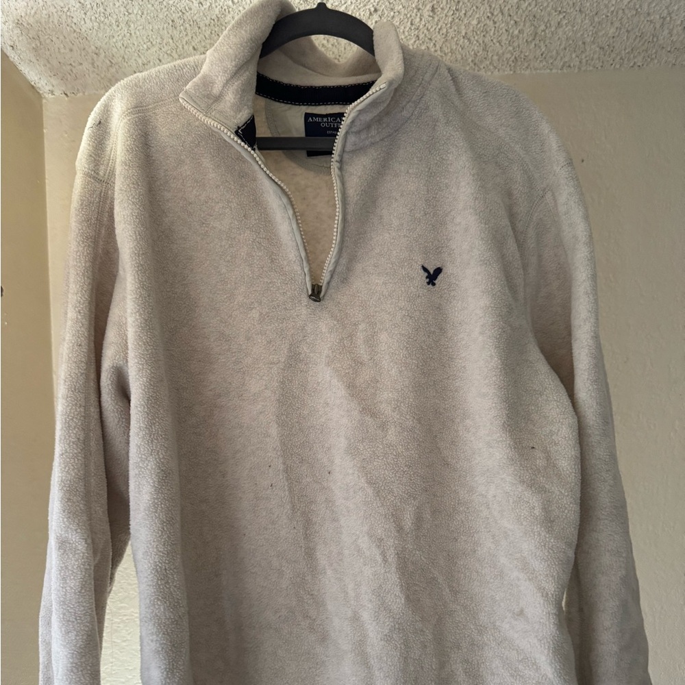 American Eagle Off White Quarter Zip Jacket
